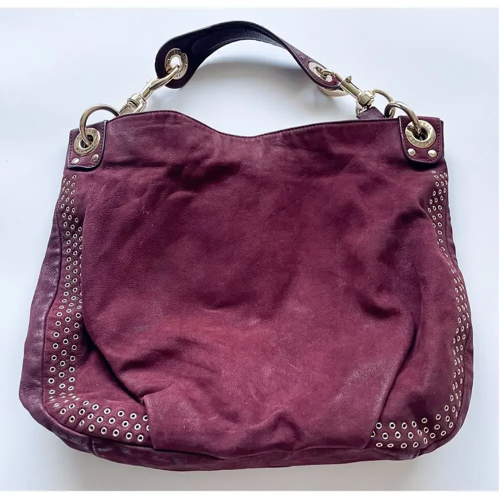 Women's Rebecca Minkoff Burgundy Suede Gold Hardware Slouchy Hobo Bag